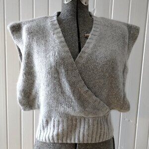 Super soft silk and angora crossover vest, cropped, vintage, size S to M